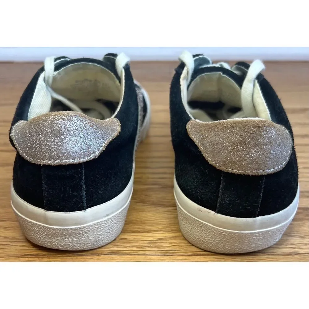 Madewell Black Leather Suede Cheetah Print Calf Hair Sneakers Sidewalk Low Sz 5